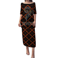 Tu Meke Maori New Zealand Slang Family Matching Puletasi and Hawaiian Shirt with Glow Neon Step Style TS04 Mom's Dress Black Orange - Polynesian Pride