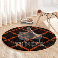 Tu Meke Maori New Zealand Slang Round Carpet with Glow Neon Step Style