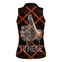 Tu Meke Maori New Zealand Slang Women Sleeveless Polo Shirt with Glow Neon Step Style TS04 - Polynesian Pride