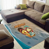 Kiwi Jandal Beach Life Area Rug New Zealand Flip Flops Ocean Wave Surf Style