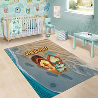 Kiwi Jandal Beach Life Area Rug New Zealand Flip Flops Ocean Wave Surf Style