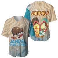 Kiwi Jandal Beach Life Baseball Jersey New Zealand Flip Flops Ocean Wave Surf Style