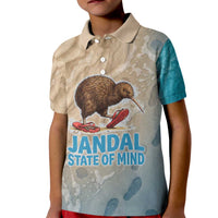 Kiwi Jandal Beach Life Kid Polo Shirt New Zealand Flip Flops Ocean Wave Surf Style
