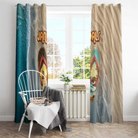 Kiwi Jandal Beach Life Window Curtain New Zealand Flip Flops Ocean Wave Surf Style