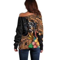 Polynesian Rottweiler Off Shoulder Sweater Polynesian Pattern And Rottweiler TS04 - Polynesian Pride