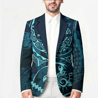 Chuuk Deep Into Truk Lagoon Blazer Polynesian Tribal Pattern Wreck Diving Teal Ship Art