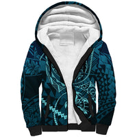 Chuuk Deep Into Truk Lagoon Sherpa Hoodie Polynesian Tribal Pattern Wreck Diving Teal Ship Art