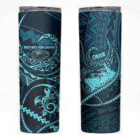 Chuuk Deep Into Truk Lagoon Skinny Tumbler Polynesian Tribal Pattern Wreck Diving Teal Ship Art