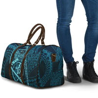 Chuuk Deep Into Truk Lagoon Travel Bag Polynesian Tribal Pattern Wreck Diving Teal Ship Art