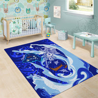 Chuuk Micronesian Roots Area Rug Polynesian Tribal Pattern Hibiscus Flower And Stingray Art
