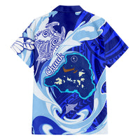Chuuk Micronesian Roots Family Matching Long Sleeve Bodycon Dress and Hawaiian Shirt Polynesian Tribal Pattern Hibiscus Flower And Stingray Art