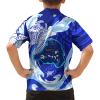 Chuuk Micronesian Roots Kid Hawaiian Shirt Polynesian Tribal Pattern Hibiscus Flower And Stingray Art