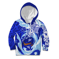 Chuuk Micronesian Roots Kid Hoodie Polynesian Tribal Pattern Hibiscus Flower And Stingray Art