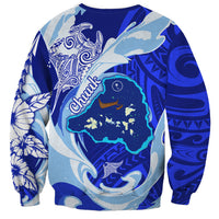 Chuuk Micronesian Roots Sweatshirt Polynesian Tribal Pattern Hibiscus Flower And Stingray Art