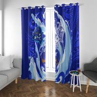 Chuuk Micronesian Roots Window Curtain Polynesian Tribal Pattern Hibiscus Flower And Stingray Art