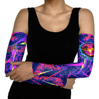 Chuuk Tropical Sunset Coordinates Arm Sleeves Neon Graffiti Polynesian Tribal