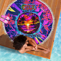 Chuuk Tropical Sunset Coordinates Beach Blanket Neon Graffiti Polynesian Tribal