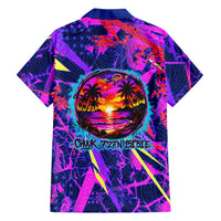 Chuuk Tropical Sunset Coordinates Family Matching Puletasi and Hawaiian Shirt Neon Graffiti Polynesian Tribal