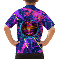 Chuuk Tropical Sunset Coordinates Hawaiian Shirt Neon Graffiti Polynesian Tribal