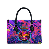 Chuuk Tropical Sunset Coordinates Leather Bag Neon Graffiti Polynesian Tribal