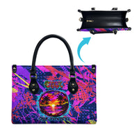 Chuuk Tropical Sunset Coordinates Leather Bag Neon Graffiti Polynesian Tribal