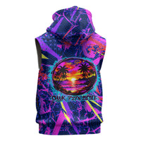 Chuuk Tropical Sunset Coordinates Sleeveless Hoodie Neon Graffiti Polynesian Tribal