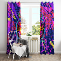 Chuuk Tropical Sunset Coordinates Window Curtain Neon Graffiti Polynesian Tribal