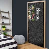 Kosrae Nautical Heritage Door Cover Polynesian Tribal Anchor With Plumeria Tropical Art