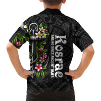 Kosrae Nautical Heritage Family Matching Short Sleeve Bodycon Dress and Hawaiian Shirt Polynesian Tribal Anchor With Plumeria Tropical Art TS04 - Polynesian Pride