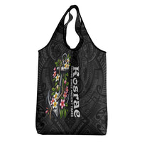 Kosrae Nautical Heritage Grocery Bag Polynesian Tribal Anchor With Plumeria Tropical Art
