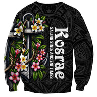 Kosrae Nautical Heritage Sweatshirt Polynesian Tribal Anchor With Plumeria Tropical Art