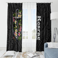 Kosrae Nautical Heritage Window Curtain Polynesian Tribal Anchor With Plumeria Tropical Art
