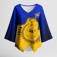 Kosrae Fafa Culinary Heritage Kimono Sleeve Blouse Kosraean Gold Taro Tradition Illustration With Coconut Leaves