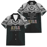 AIGA Always In Gods Arms Samoa Family Matching Off Shoulder Maxi Dress and Hawaiian Shirt Polynesian Tribal Tattoo Art Family Heritage Faith TS04 Dad's Shirt - Short Sleeve Black White - Polynesian Pride