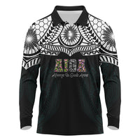 AIGA Always In Gods Arms Samoa Long Sleeve Polo Shirt Polynesian Tribal Tattoo Art Family Heritage Faith TS04 Black White - Polynesian Pride