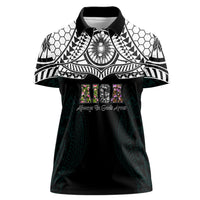 AIGA Always In Gods Arms Samoa Women Polo Shirt Polynesian Tribal Tattoo Art Family Heritage Faith TS04 Female Black White - Polynesian Pride