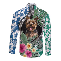 Polynesian Yorkshire Terrier Long Sleeve Button Shirt Polynesian Pattern And Yorkshire Terrier TS04 - Polynesian Pride