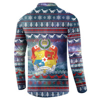 Tonga Christmas Button Sweatshirt with Singing Whale Ocean Scene National Coat of Arms - Polynesian Pride