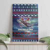 Tonga Christmas Canvas Wall Art with Singing Whale Ocean Scene National Coat of Arms - Polynesian Pride