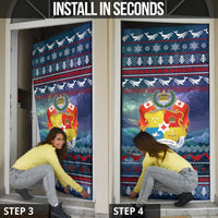 Tonga Christmas Door Cover with Singing Whale Ocean Scene National Coat of Arms - Polynesian Pride