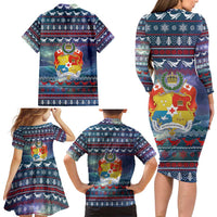Tonga Christmas Family Matching Long Sleeve Bodycon Dress and Hawaiian Shirt with Singing Whale Ocean Scene National Coat of Arms - Polynesian Pride