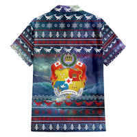 Tonga Christmas Family Matching Off Shoulder Maxi Dress and Hawaiian Shirt with Singing Whale Ocean Scene National Coat of Arms - Polynesian Pride