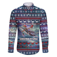 Tonga Christmas Family Matching Off Shoulder Short Dress and Hawaiian Shirt with Singing Whale Ocean Scene National Coat of Arms - Polynesian Pride