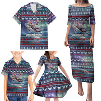 Tonga Christmas Family Matching Puletasi and Hawaiian Shirt with Singing Whale Ocean Scene National Coat of Arms - Polynesian Pride