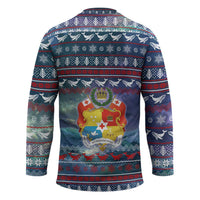 Tonga Christmas Hockey Jersey with Singing Whale Ocean Scene National Coat of Arms - Polynesian Pride