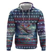 Tonga Christmas Hoodie with Singing Whale Ocean Scene National Coat of Arms - Polynesian Pride