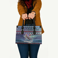 Tonga Christmas Leather Bag with Singing Whale Ocean Scene National Coat of Arms - Polynesian Pride