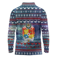Tonga Christmas Long Sleeve Polo Shirt with Singing Whale Ocean Scene National Coat of Arms - Polynesian Pride