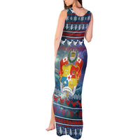 Tonga Christmas Tank Maxi Dress with Singing Whale Ocean Scene National Coat of Arms - Polynesian Pride