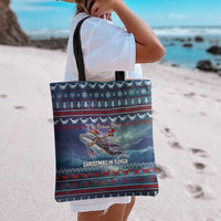 Tonga Christmas Tote Bag with Singing Whale Ocean Scene National Coat of Arms - Polynesian Pride